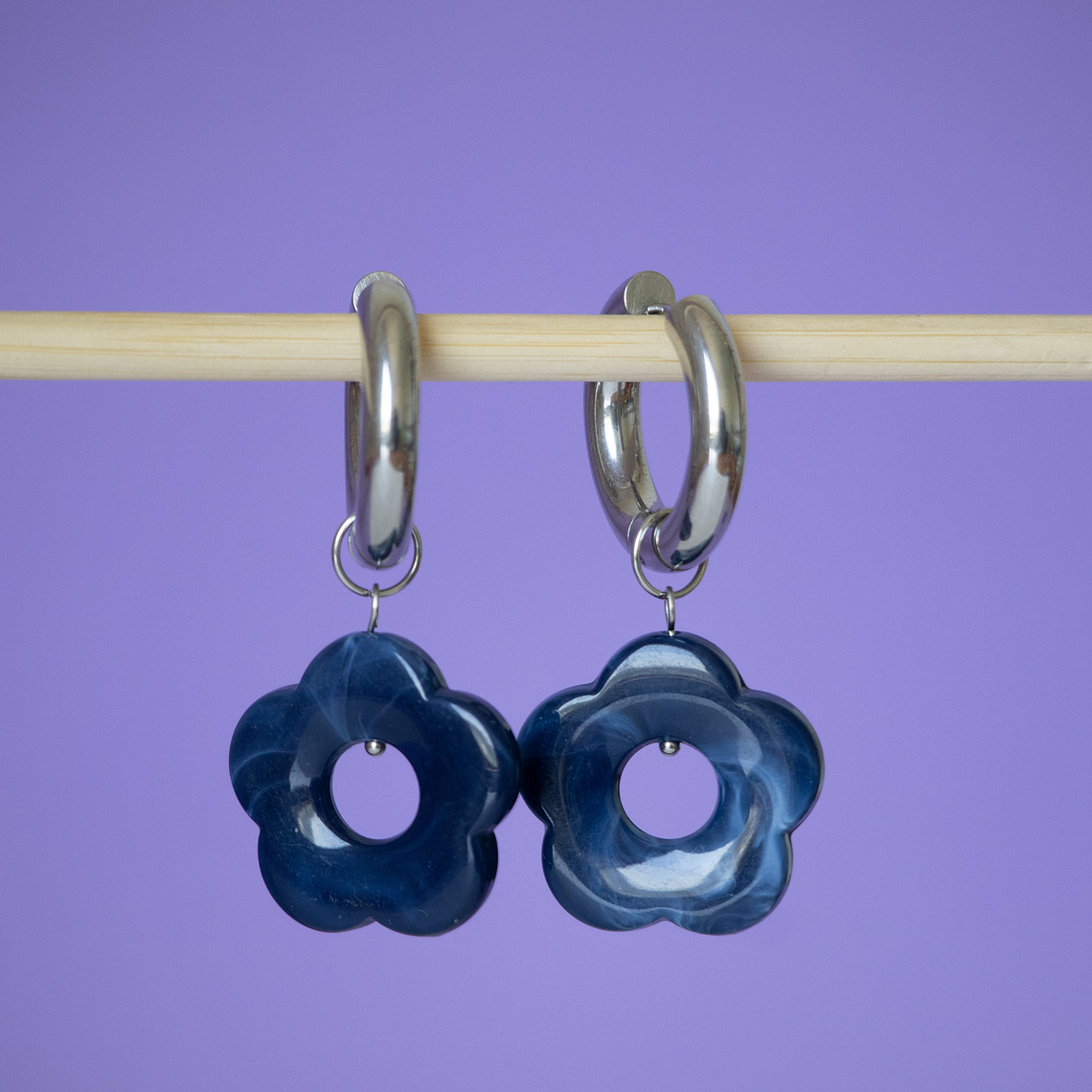 Charms Flores Colgantes Azul Base Silver 1