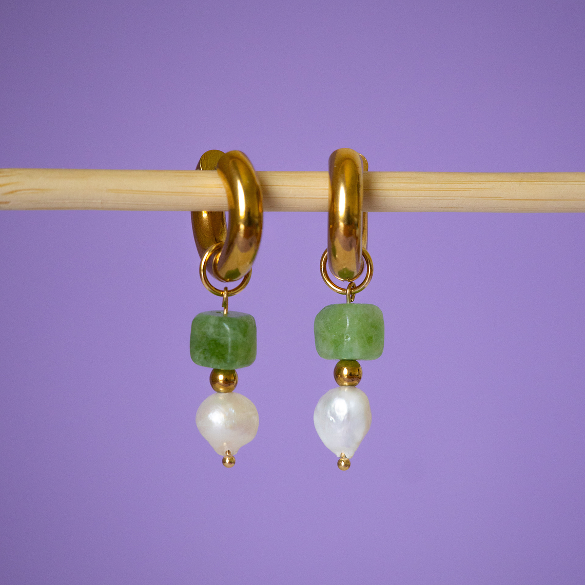 Charms Perla Piedra Verde Gold 1