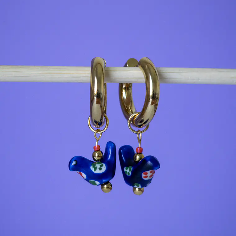 Charms Pájaro Cerámica Azul Gold 5