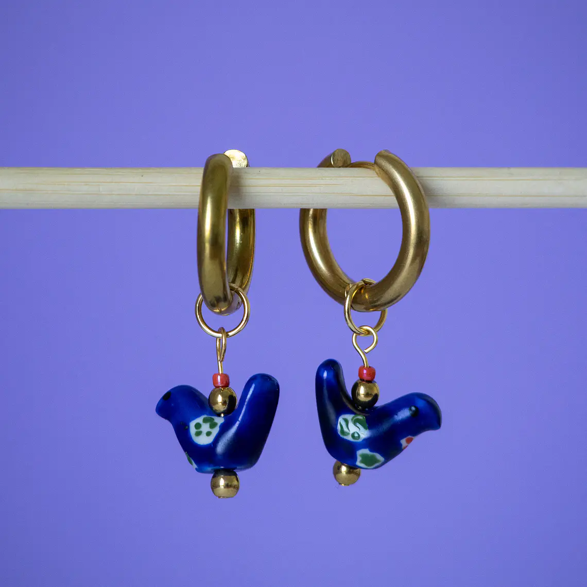 Charms Pájaro Cerámica Azul Gold 4