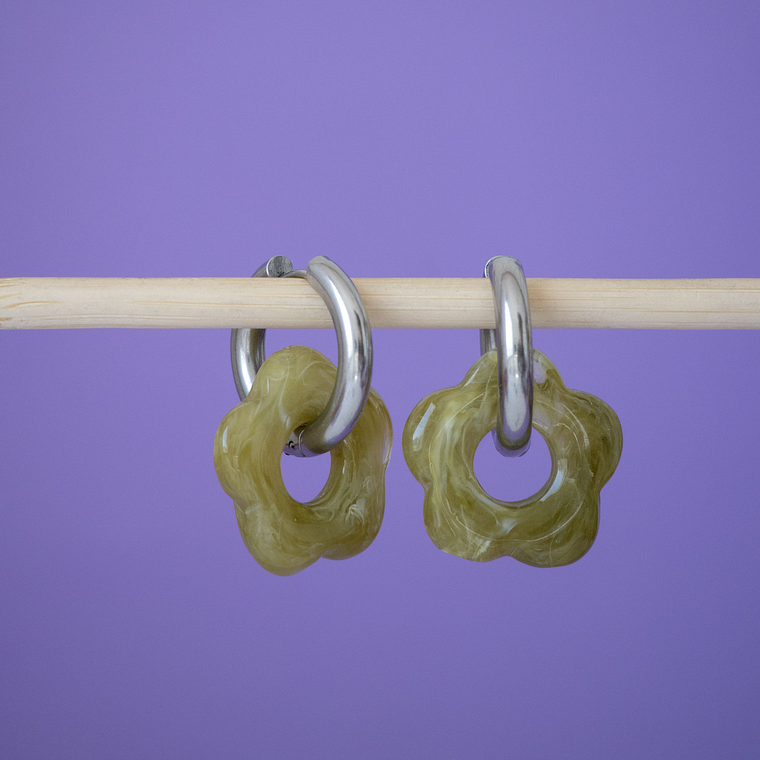 Charms Flores Resina Verde Claro 3