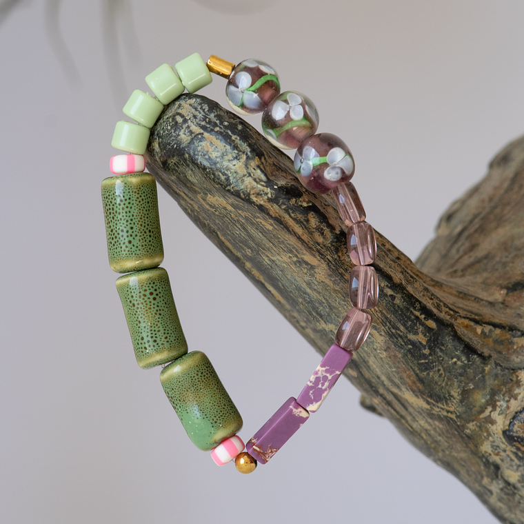 Pulseras Cerámica Verde Lila 3