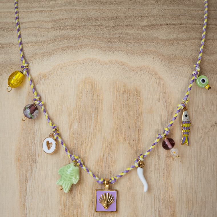 Collar | Trenzado Charms Lila Shell  1