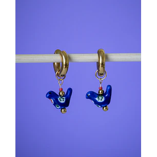 Charms Pájaro Cerámica Azul Gold
