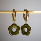 Charms Flores Resina Verde Musgo Base Gold - Miniatura 3