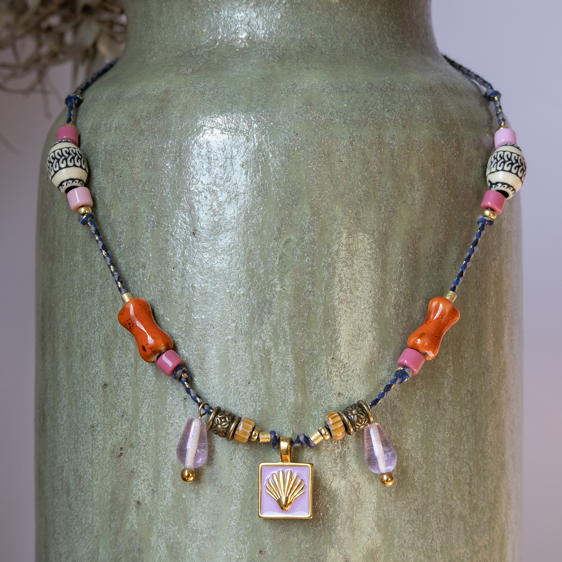 Collar | Trenzado Pink Shell Gold 1