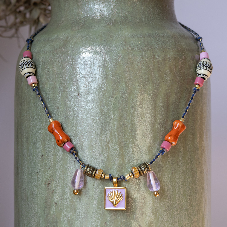 Collar | Trenzado Pink Shell Gold 1