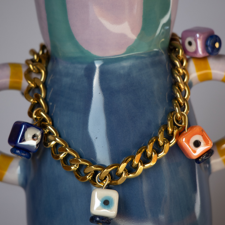 Pulsera Gold | Ojos turcos protectores de cerámica 1