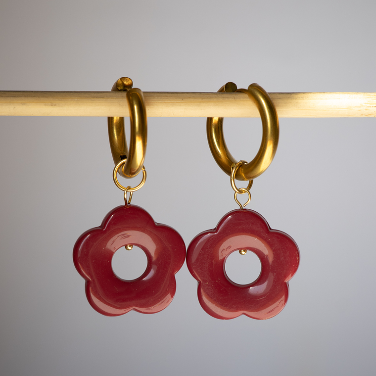 Charms Flores Resina Guinda 3