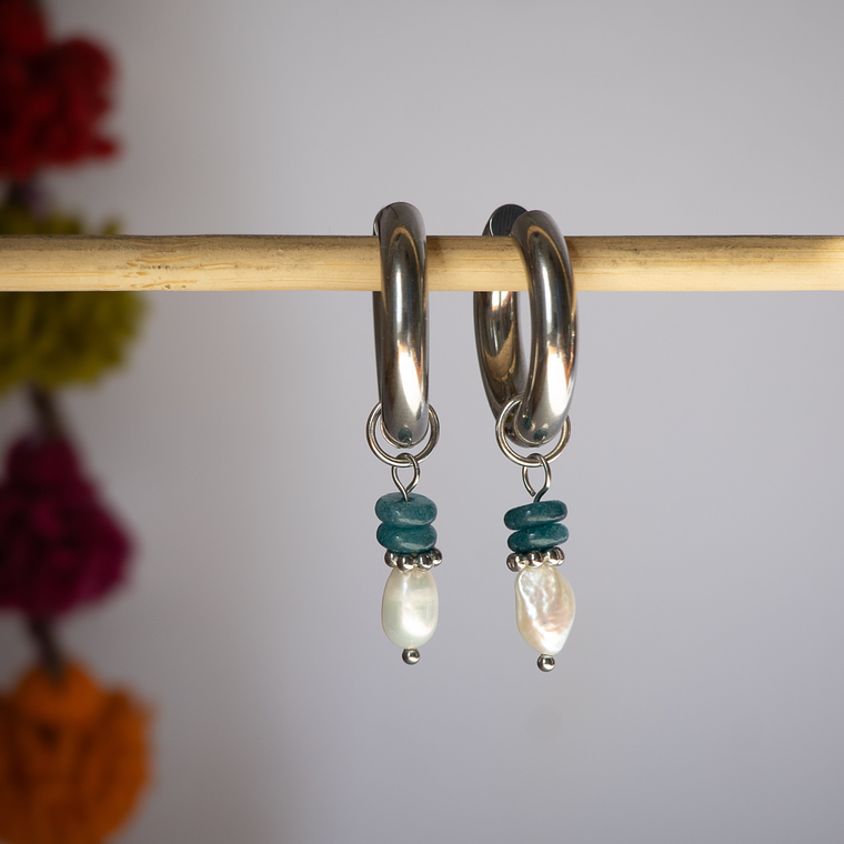 Charms Perla Piedra Petroleo Silver 1