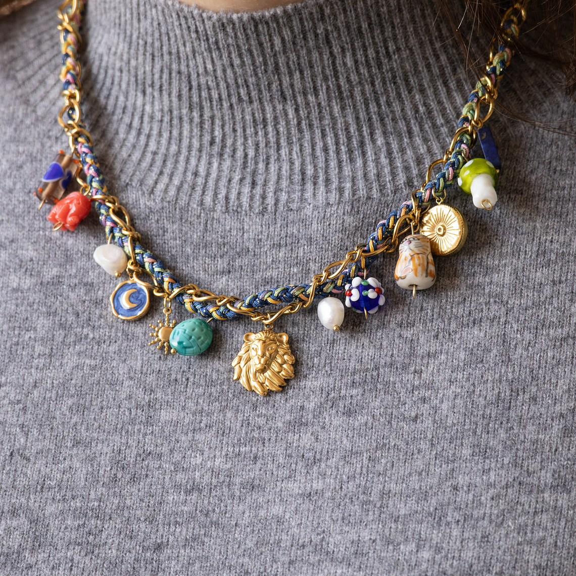 Collar | Gold Lion Charm 1