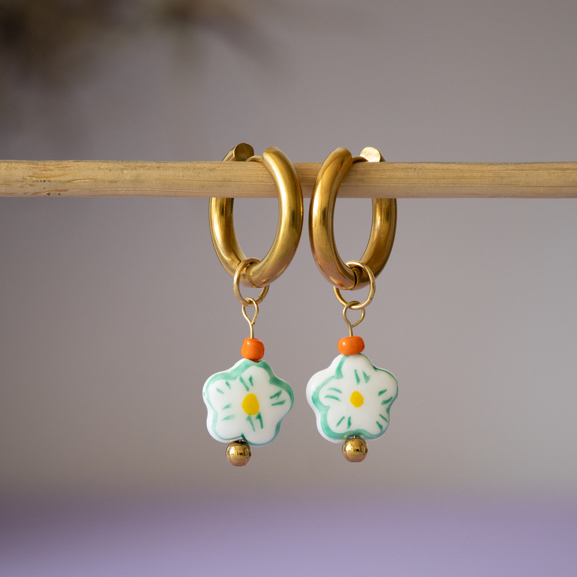 Charms Flor Cerámica Verde Gold 1