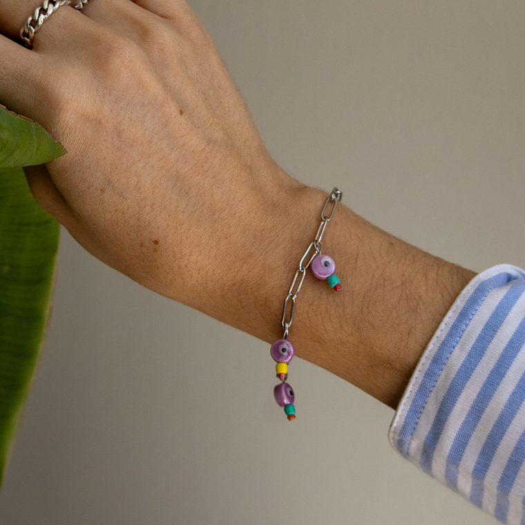 Pulsera Ojitos Lila Silver 2