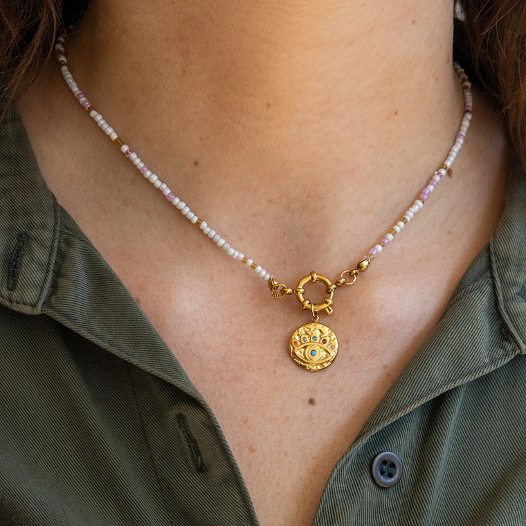 Collar | Mostacilla Ojo Pink 1