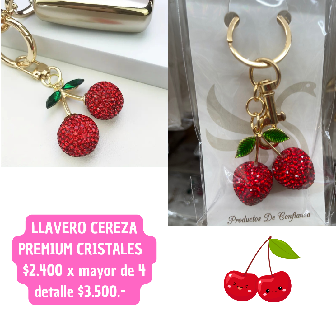 llavero cereza premium brillos (4 unid) 1