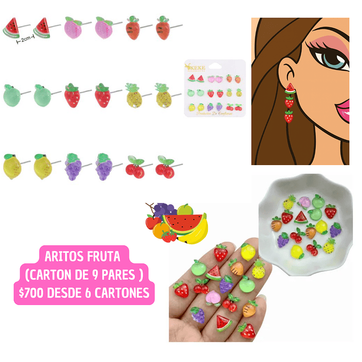 ARITOS DE FRUTA 9 PARES (6 CARTONES ) 1