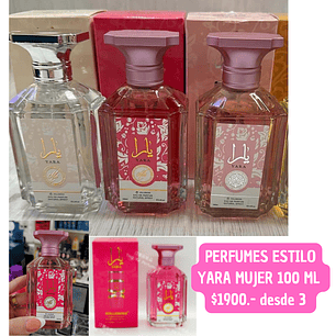 PERFUME ESTILO YARA ARABW 100 ML (3UUNID)