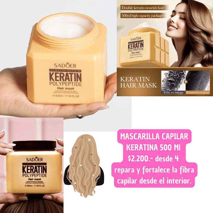 MASCARILLA CAPILAR KERATINA 500 ML (4 UNID) 1