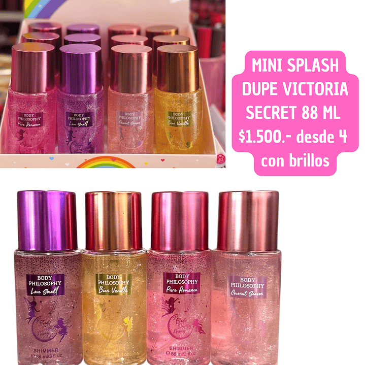 splash DUPE  victoria secrets MINI 88 ML (4 unid) 1