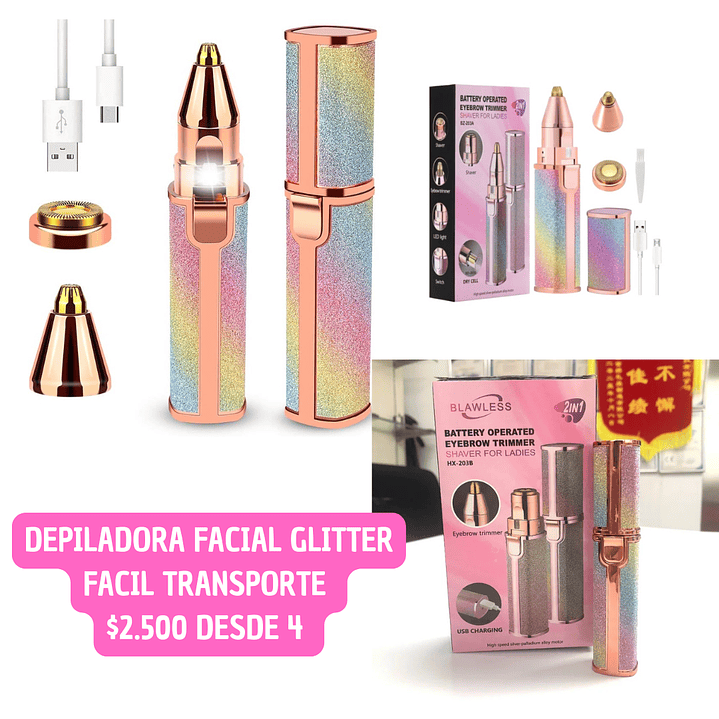 DEPILADOR FACIAL GLITTER (4UNID) 1