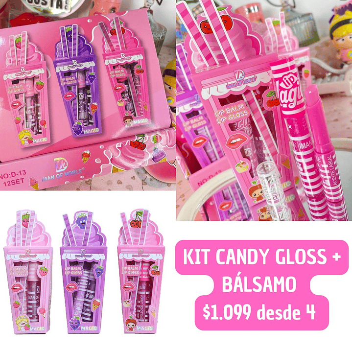 KIT CANDY GLOSS +BALSAMO (4UNID) 1