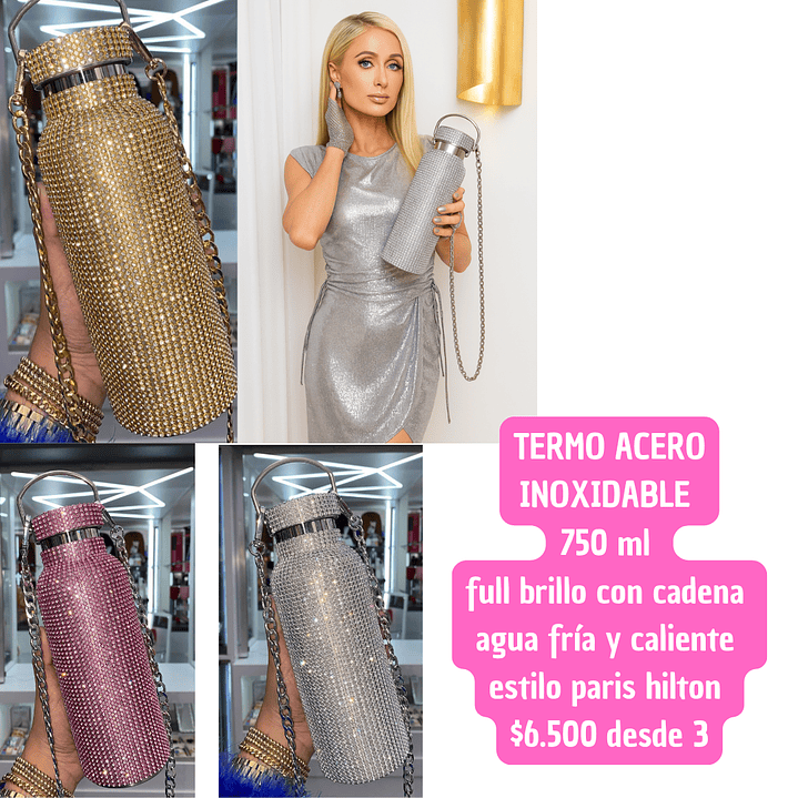 TERMO FULL BRILLO CON CADENA ACERO INOXIDABLE (3UNID) 1