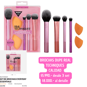 BROCHAS DE MAQUILLAJE DUPE REAL TECHNIQUES (3UNID)