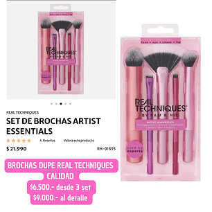 BROCHAS DE MAQUILLAJE DUPE REAL TECHNIQUES (3UNID)