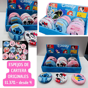 ESPEJOS DE CARTERA ORIGINALES DISNEY (4UNID)
