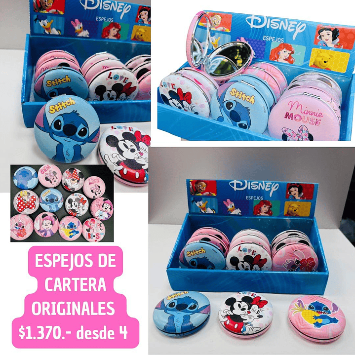 ESPEJOS DE CARTERA ORIGINALES DISNEY (4UNID) 1