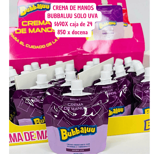 CREMA DE MANOS BUBALUU UVA (CAJA DE 24)