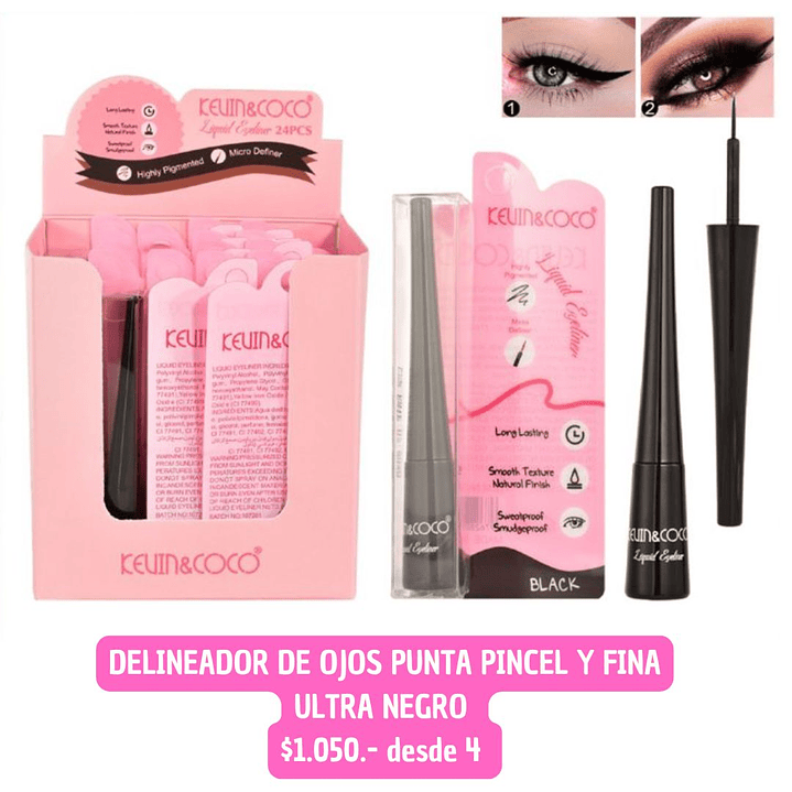 DELINEADOR NEGRO PUNTA PINCEL FINA (4UNID) 1