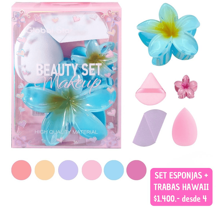 SET TRABAS HAWAII + ESPONJAS (4UNID) 1