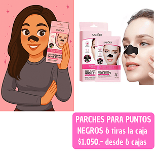 PARCHE PARA PUNTOS NEGROS (6 CAJAS ) 36 PARCHES TOTAL