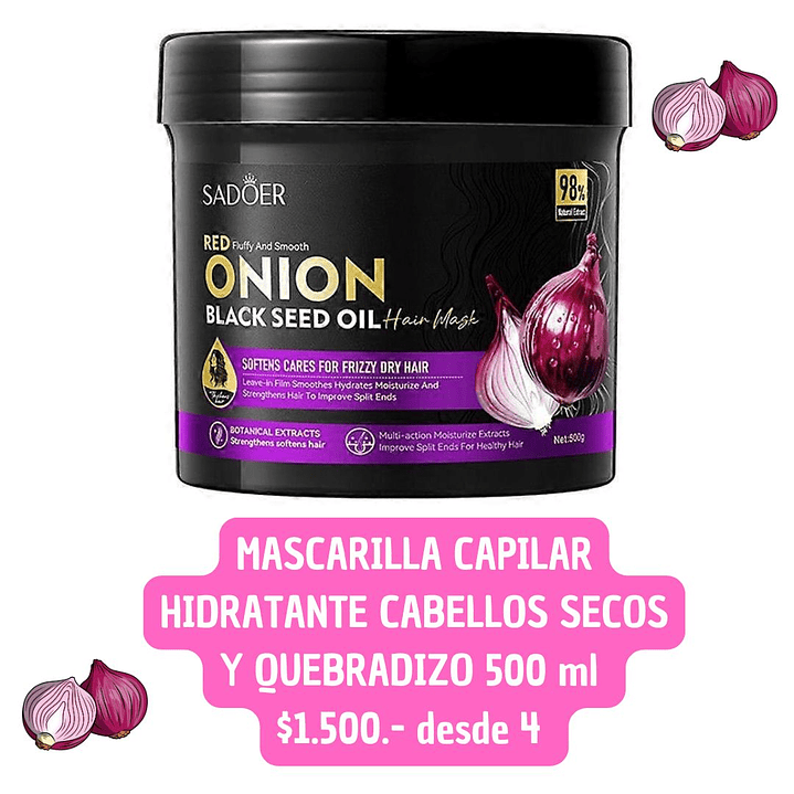 MASCARILLA HIDRATANTE CAPILAR CEBOLLA MORADA 500 ML (4UNID) 1
