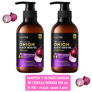 SHAMPOO Y ACONDICONADOR CEBOLLA MORADA 500 ML (6 UNID TOTAL)