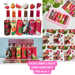 CACAO LABIAL SABOR A FRUTA SUPER HIDRATANTE (6UNID)