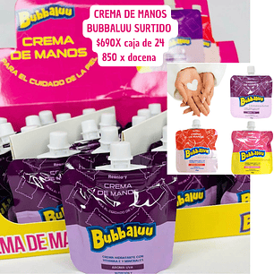 CREMA DE MANOS BUBALUU SURTIDO (CAJA DE 24)