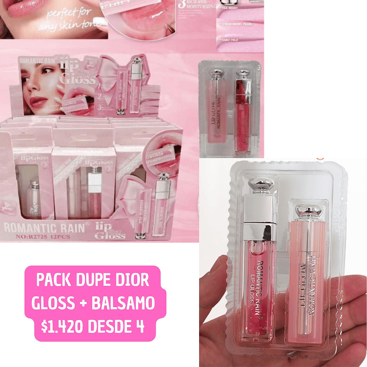 PACK LABIAL DIOR DUPE GLOSS + BALSAMO  (4UNID) 1