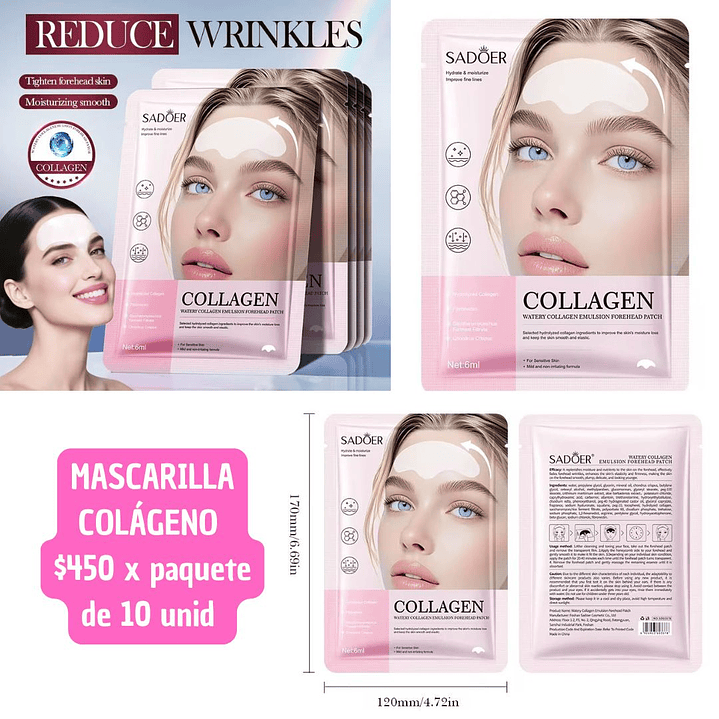 MASCARILLA FACIAL COLAGENO ANTIARRUGA  (10 UNID) 1