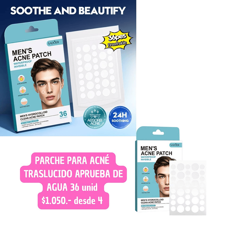 PARCHE PARA ACNE INVISIBLE APRUEBA DE AGUA 36 UNID  (4UNID) 1
