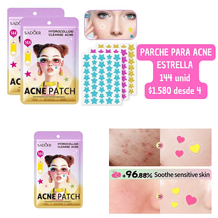 PARCHE PARA ACNE ESTRELLA 144 UNID  (4UNID)