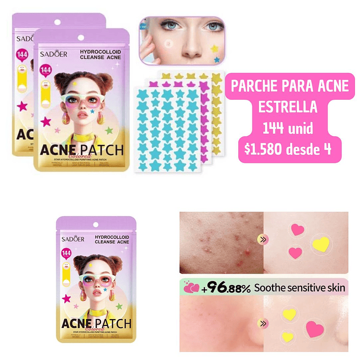 PARCHE PARA ACNE ESTRELLA 144 UNID  (4UNID) 1