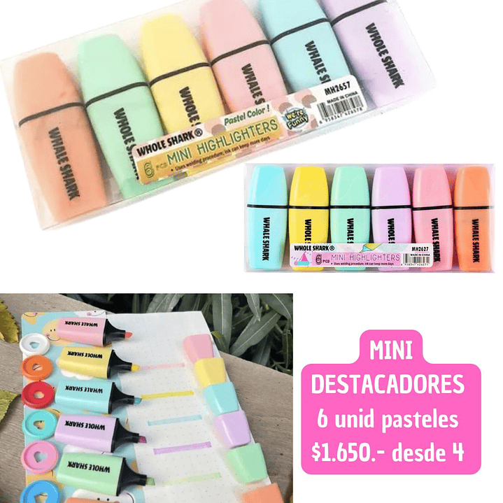 MINI DESTACADORES PASTEL (4 PAQUETES) 1
