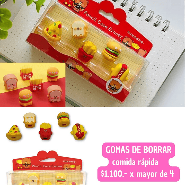 GOMA DE BORRAR COMIDA RAPIDA (4 PAQUETES ) 1