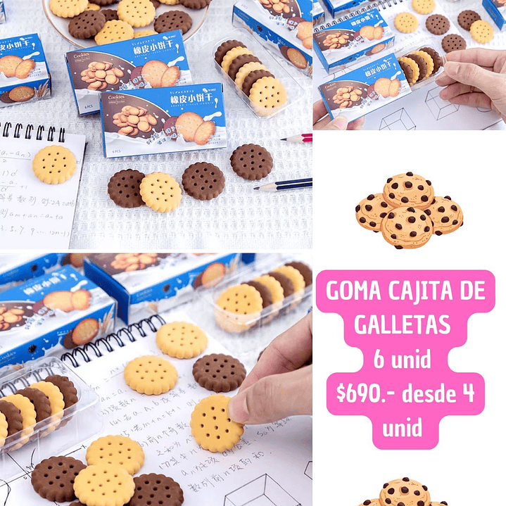 GOMA DE BORRAR CAJITA DE GALLETAS (4UNID) 1