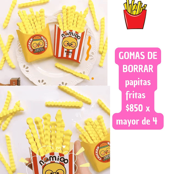 GOMA DE BORRAR PAPITAS FRITAS LARGAS (4UNID) 1