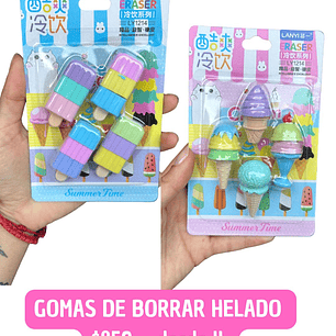 GOMA DE BORRAR SET HELADO ( 4 SET)