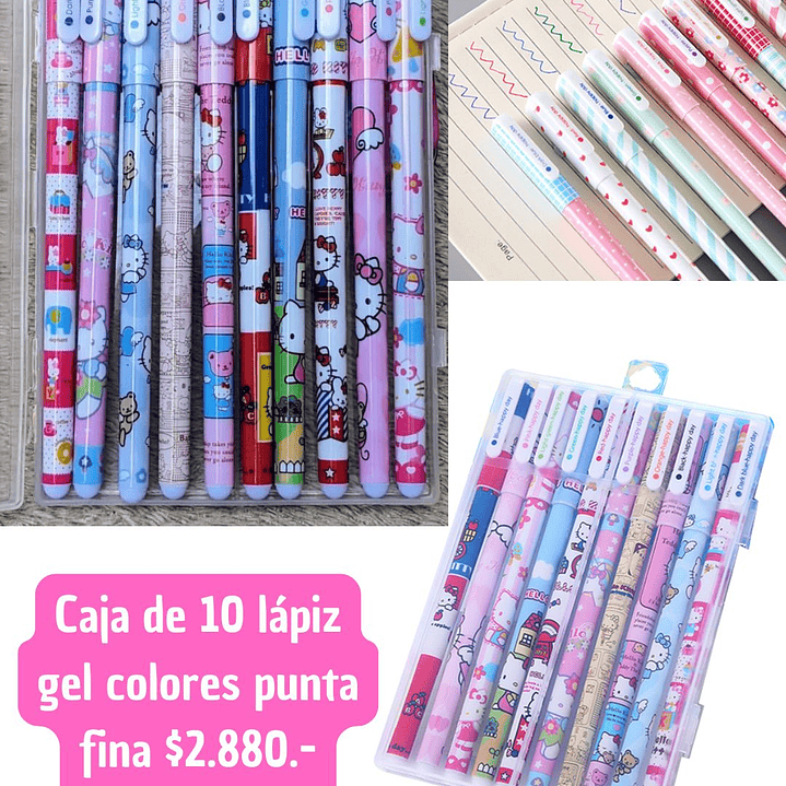 PACK DE 10  LAPIZ TINTA COLORES PUNTA FINA  (4 UNID) 1