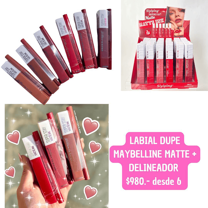 LABIAL + DELINEADOR DUPE MAYBELLINE (6UNID) 1